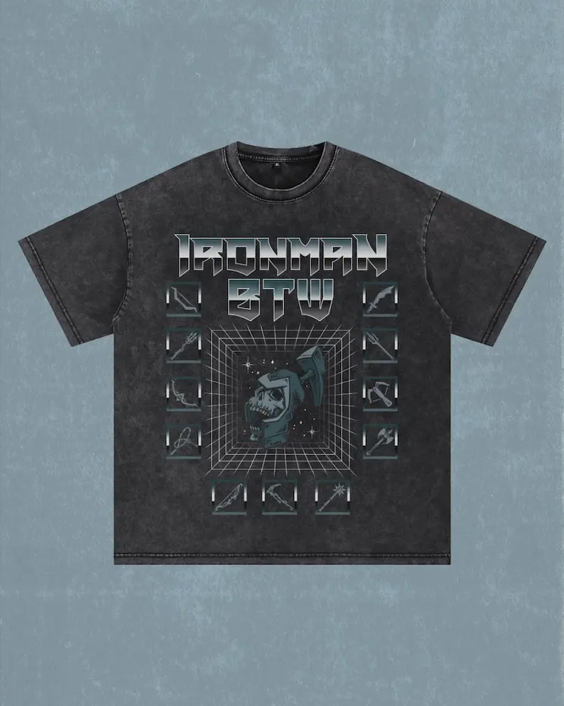 OSRS Ironman | Oversize T-Shirt | Acid Wash | Old School Runescape For Him | Gift For Her vintage  shirts