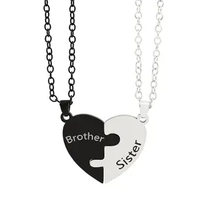 stainless steel black and white love splicing English letter necklace pendant titanium steel necklace accessories for mother daught son father Interlocking G Heart