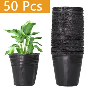 50pcs Black Plastic Seedling Bag, Fruit Tree Seedling Cup, Bonsai Planting Bag Plants Grow Bags, Garden Seeding Pots, PE Material, Agricultural Production Supply, 7.5x7.5cm/3x3in, Planters