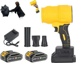Electric Handheld Leaf Blower Cordless Turbo Fan Powerful Blower with 2 Rechargeable Batteries Charger Nozzle Kit for Patio Lawn Dust Snow Cleaning