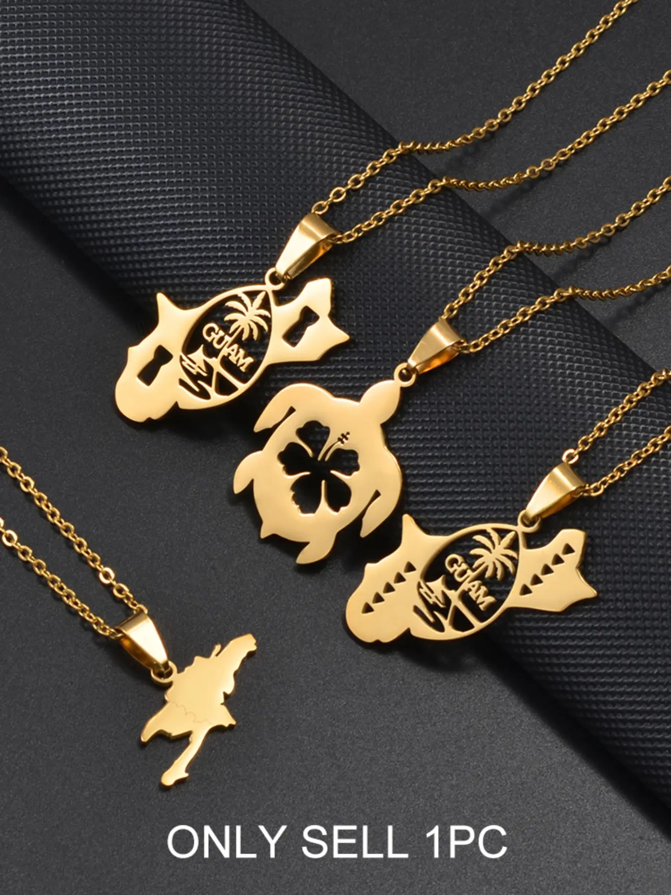Hispaniola Island Pendant Necklace, Ethnic Pattern, Stainless Steel Chain, 50 Cm Length, Party Style, All Seasons Jewelry, Fashion Pendant Necklace