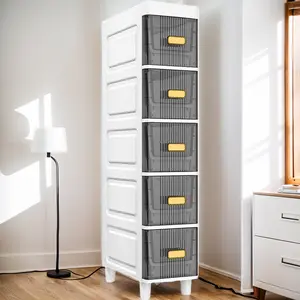 Bathroom Storage Cabinet 4/5 Tier Waterproof Narrow Organizer Rack Shelves Light Luxury Bathroom Organizer Shelves Toilet Side Floor Shelves Storage Cabinet for Kitchen Bathroom Corner and Small Space
