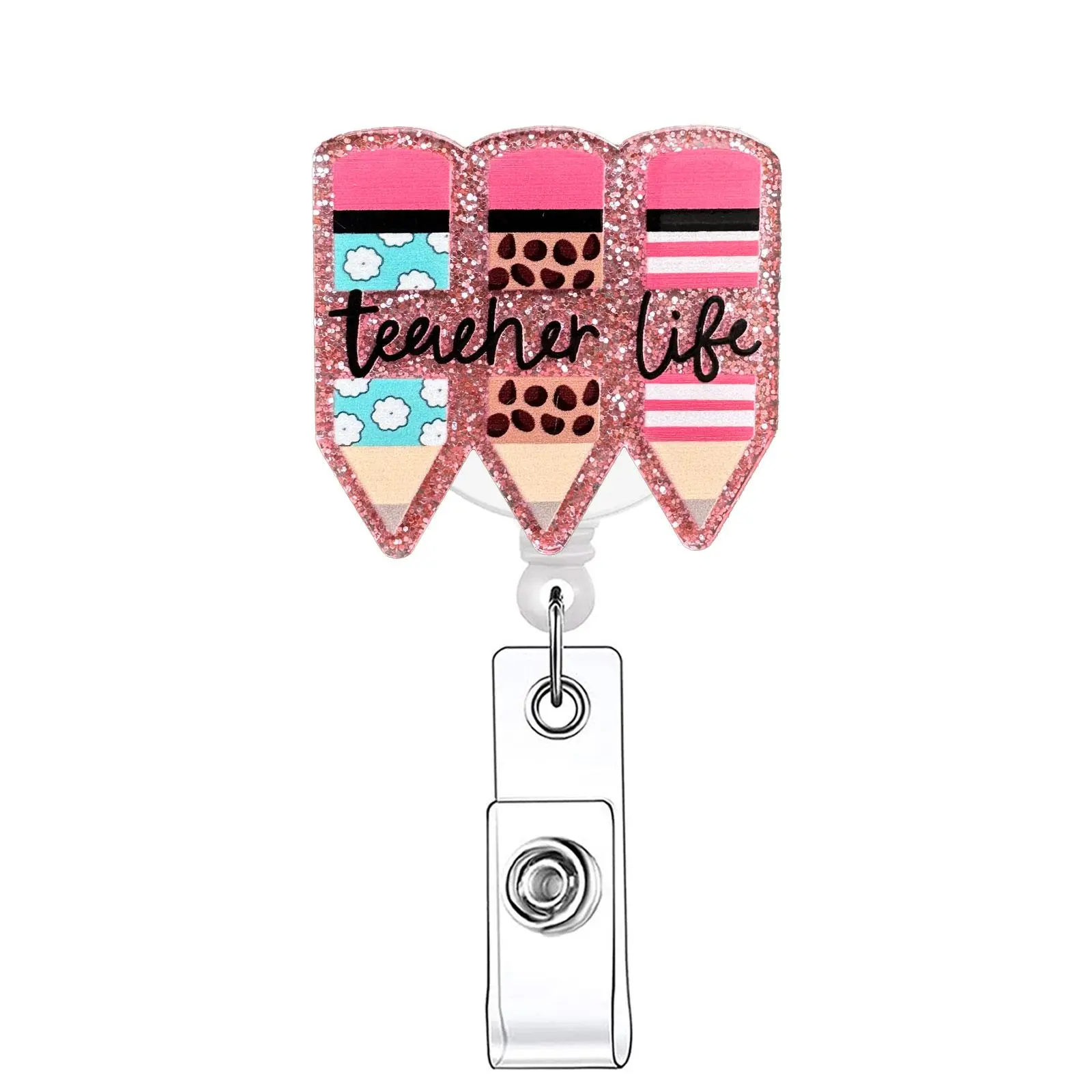 Retractable Badge Reel, Retractable Badge Holders, Acrylic ID Holder with Clip, Badge Decoration for Nurses, Doctors, Students & Office Staff, Identification Badges & Supplies