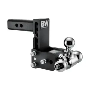 B&W Trailer Hitches Tow & Stow Adjustable Trailer Hitch Ball Mount - Fits 2" Receiver, Tri-Ball (1-7/8" x 2" x 2-5/16"), 5" Drop, 10,000 GTW - TS10048B