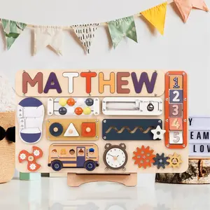 Personalized Black Rose Large Busy Board for Toddlers - Montessori Busy Board - Montessori Toys for 1 Year Old Baby Boys Girls - Sensory Toys for Toddlers 1-3 - Peronalized Baby Gift