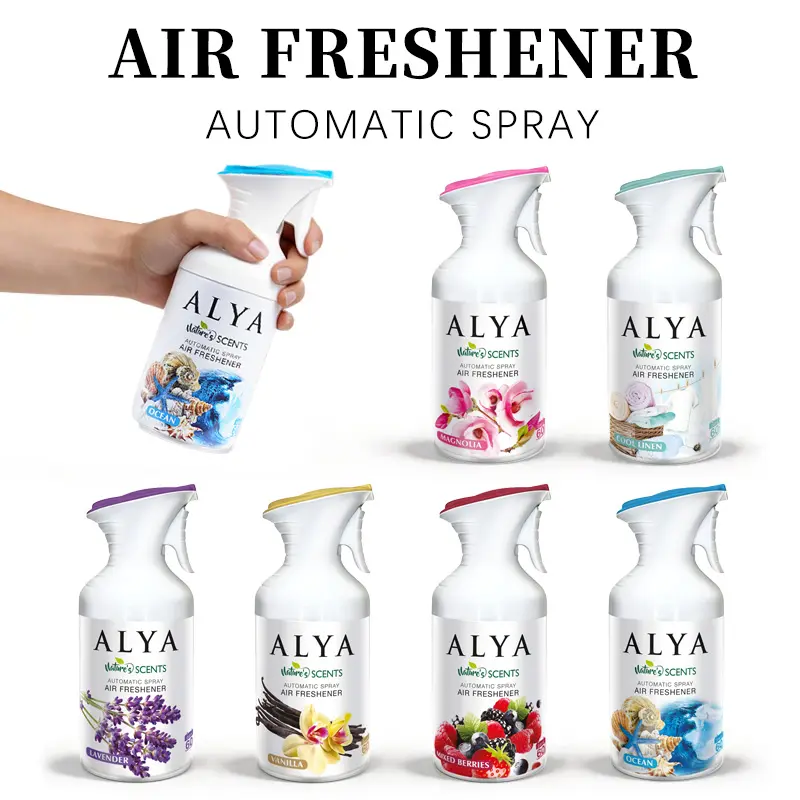 4 PCS (250/ML Each) Air Freshener Spray For Home, 6 Scents - With Lavender, Cool Linen, Magnolia, Mixed Berries, Ocean And Vanilla, Multi-Purpose Room Automatic Spray，ldeal For Car, Offce, Home, Bathroom, Fabric, Closet Fresh Scent
