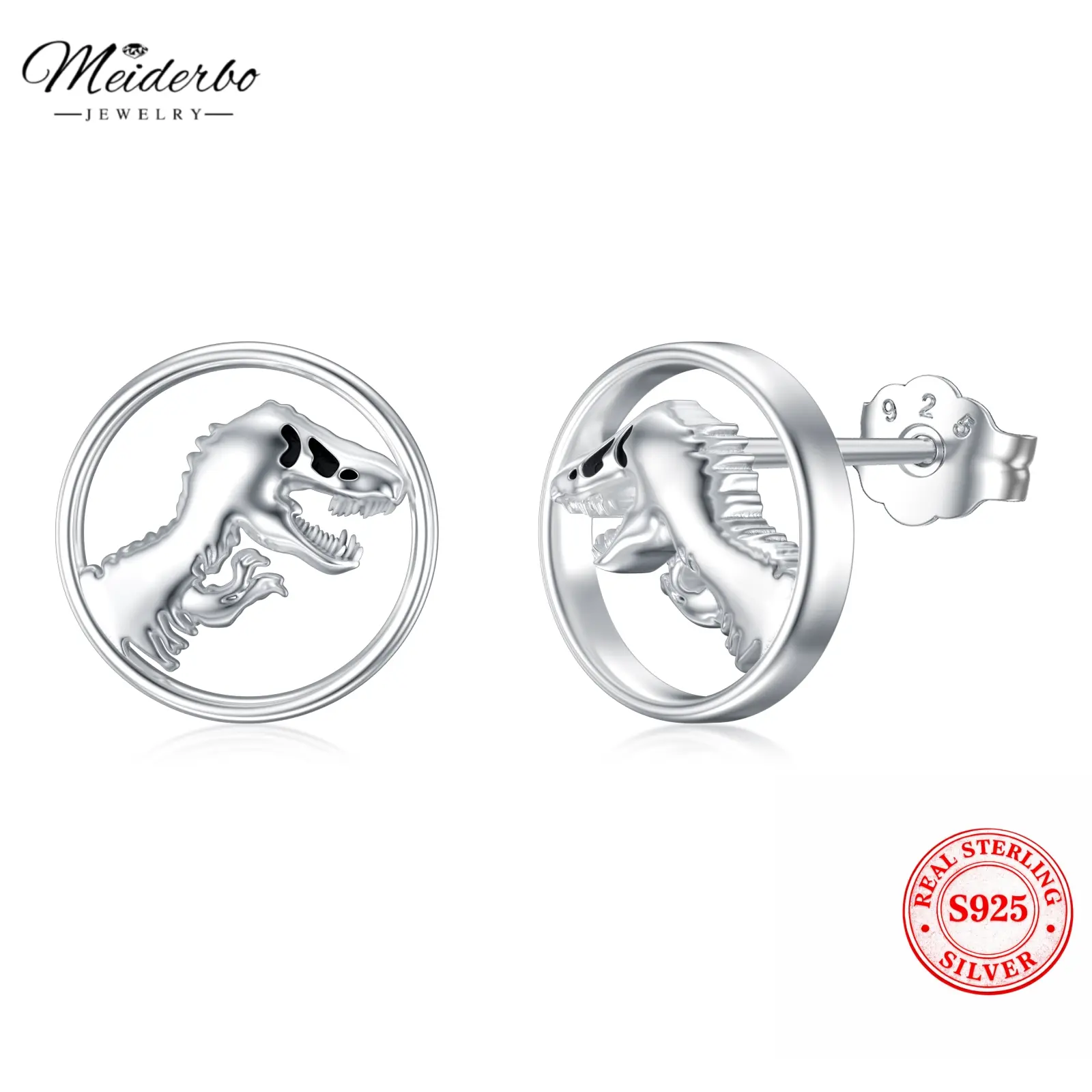MEIDERBO 925 Sterling Silver Hypoallergenic Dinosaur Animal Motif Character-Shaped Stud Earrings for Women, Valentine's Day/Graduation Gifts, Fashion Accessories, Animal Motif Earrings, Character Shaped Earrings