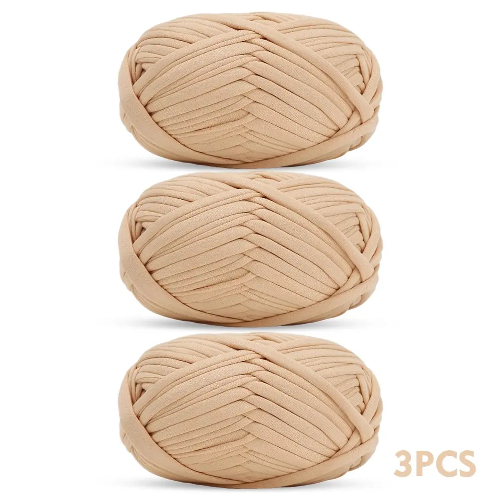 3pcs Pure Color Cloth Yarn Style, Premium Yarn, 100% Polyester, Ideal for Handmade Crochet Baskets, Seat Cushions, Slippers DIY Crafts, Sewing, Hand Woven, Knitting Supplies, Crocheting Supplies