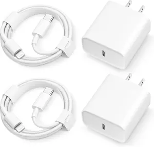 4-Pcs 20W USB-C Fast Chargers with 6FT USB-C to Lightning Cables – Super Fast Charging Adapter & Cable Set Compatible with iPhone 14/14 Plus/14 Pro Max, 13, 12, 11, and More