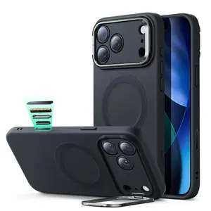 ESR Silicone Case Ultimate feel for iPhone 17 Pro Max/17 Pro/17/16 Pro Max/16 Pro/16 Plus/16, Built-in Camera Stash Stand Compatible with MagSafe, Military-Grade Drop Protection Magnetic Phone Case