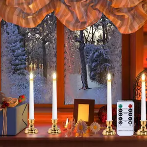 LED Window Candles, Christmas Flameless Window Candle Lights with Timer  Operated, 4  Wick Light Candle+4 Removable  Candleholders+Remote, for Decor &Festival Celebration