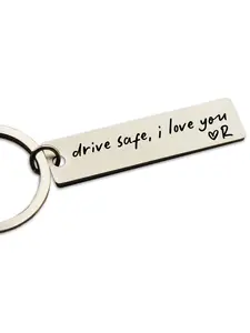 Key Chain Drive Safe I Love You Engraved Heart Initial Personalized Gift for Husband Boyfriend
