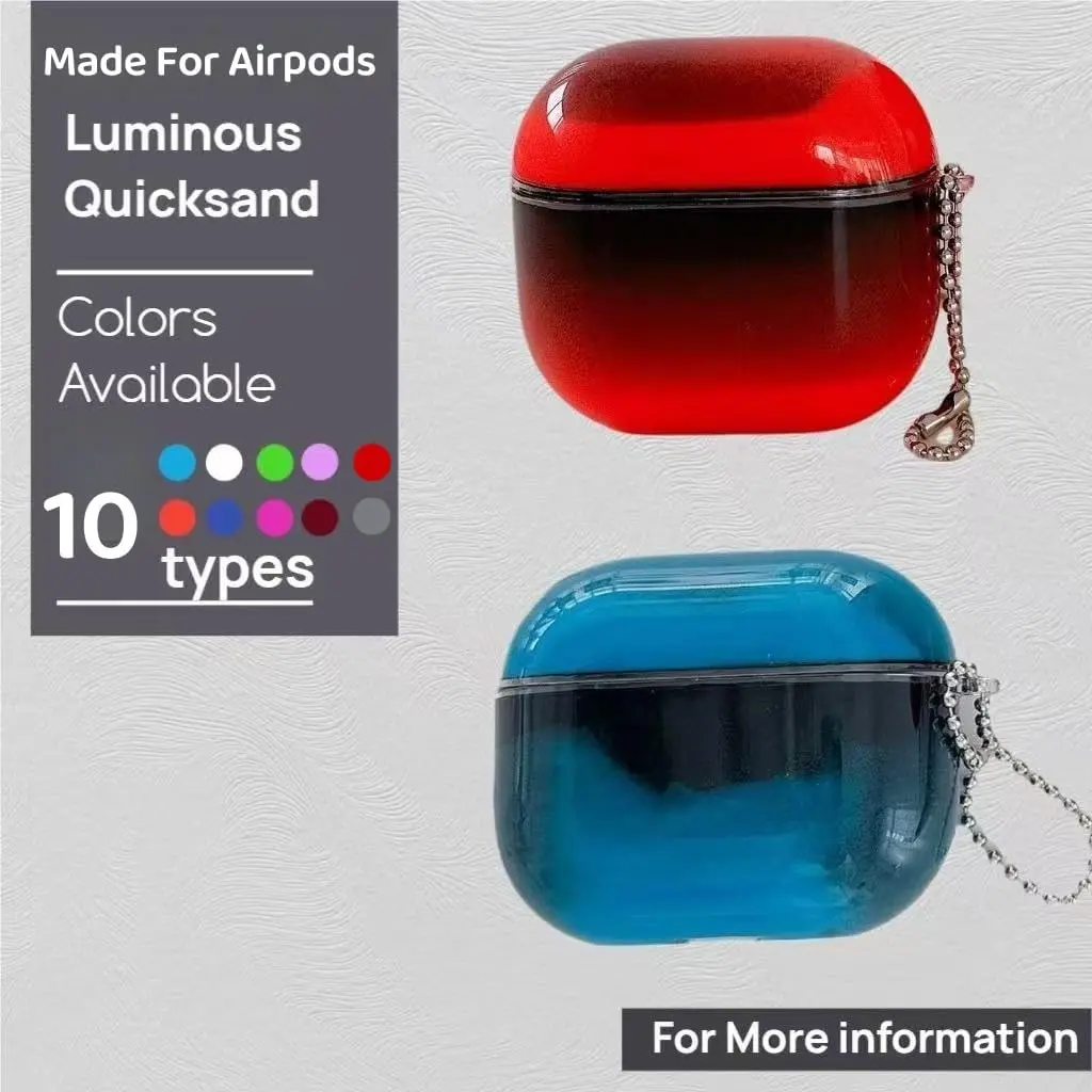 Charging Glow-in-the-Dark Wireless Case for Samsung Galaxy Buds Series Quicksand Design Protective Cover with 2 Luminous Stickers