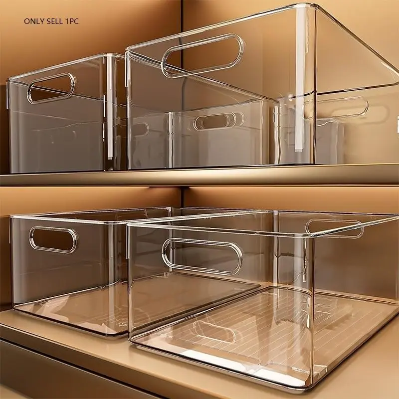 Transparent Plastic Storage Basket, Long Rectangular Organizer Box, Kitchen Cabinet Snack & Miscellaneous Holder, Desktop Organizing Container, Kitchen Organization, Plastic Storage Bins, Home Organizers