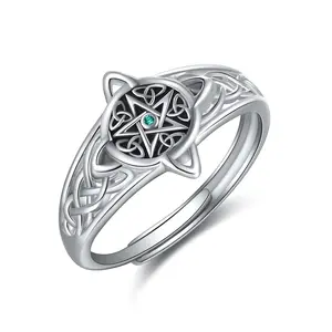 Witches Knot Ring 925 Sterling Silver Celtic Trinity Knot Ring Wiccan Pagan Witch Protection Jewelry  for Women TikTokShopBlackFriday