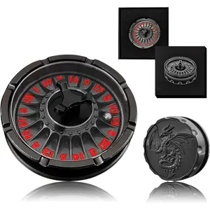 G20 Roulette Dice Spinner for DND Dice Set, 7-in-1 Dragon Metallic D&D Dice with Gift Case for Dungeons and Dragon Game, RPG Role Playing Table Game Gifts (Black-red)