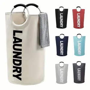 1pc Extra Large Canvas Laundry Basket with Soft Handles, Foldable Hamper, Collapsible Laundry Hamper for Bathroom, Balcony & Dormitory Multi-Use Storage, High-Capacity Clothes Drying and Dirty Laundry Organizer, Weaving Clothes Organizer, Laundry Bag