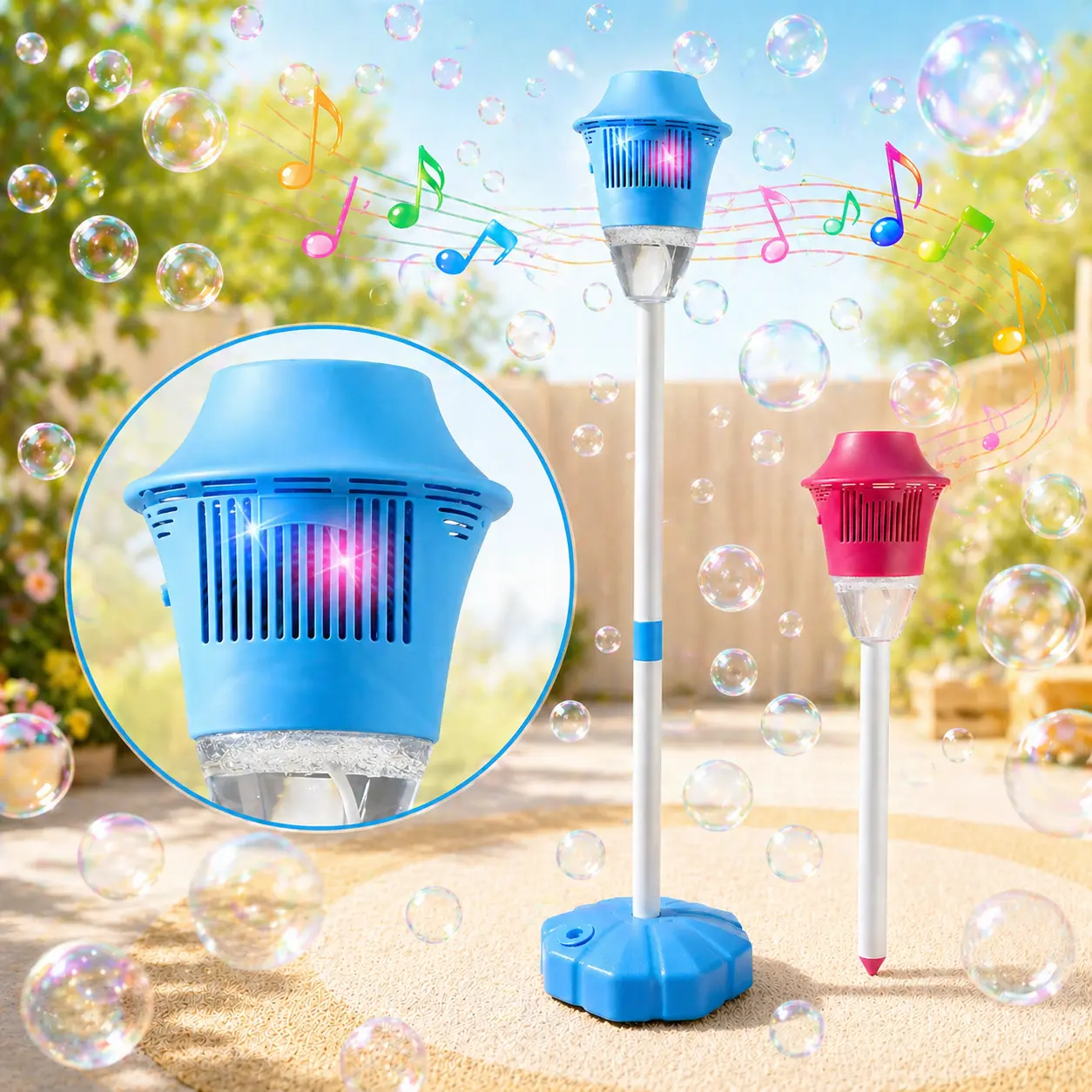 1 Automatic Bubble Maker for Kids Outdoor Bubble Machine with Lights Music Adjustable Stand Portable Summer Party Play