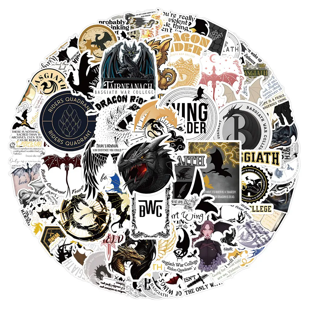 100PCS Fourth Wing Stickers Waterproof Dragon Rider Stickers Decoration for Water Bottle Laptop Ipad Phone Skateboard Luggage Helmet, Large Vinyl Stickers for Adults Teens Dragon Book Lovers, Accessories