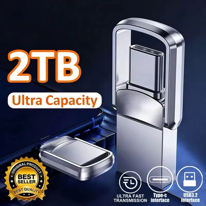 USB Adapter Flash Drive 2TB 2.0 Type C PenDrive Memory Stick 2TB Pen Drive Flash Disk for PC Smartphone Storage U Disk
