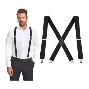 Men's Adjustable Suspenders with Elastic Straps Suspenders for Men Women with Clips,1.4" Adjustable X-Back for Work, Men Suspenders for Jeans, Suspenders Synthetic Leather Multifunctional Wide Fit