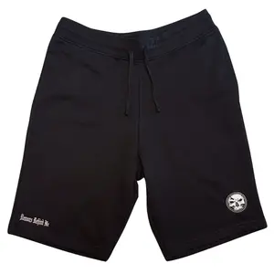 Men's Black Embroidered Fleece Shorts
