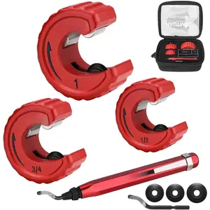 Copper Tubing  Set 3 count Copper Pipe  Tool, In Portable Storage Case, Includes 1/2 in., 3/4 in., and 1 in. Cutters, Reaming Pen, 3 Spare  Wheels, 1 Spare Deburring