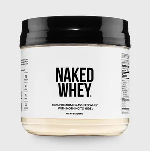 Naked Whey Unflavored - 100% Premium Grass Fed Whey Protein Powder - 1LB Grass-Fed, Non-GMO, No Additives, 25g Protein, 5.9g BCAAs - Only 1 Ingredients