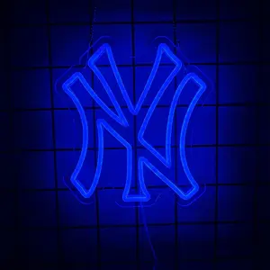 NY  Neon Sign, New York Cool Light Up  NY Team Logo Hanging  Neon Sign for Wall Decor, Bedroom, Party, Man Cave, Bedroom, Game Room Deco, Birthday Christmas Gift for Boys Fans (Blue)