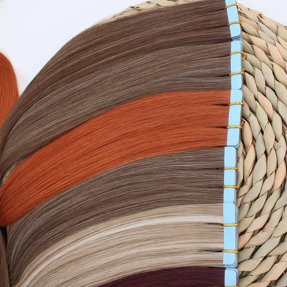 Female Long Premium Synthetic Tape-In Hair Extensions - 20pcs/Lot, 24in Heat Resistant Hairpiece, Seamless Weft, PU Skin Hair Weave
