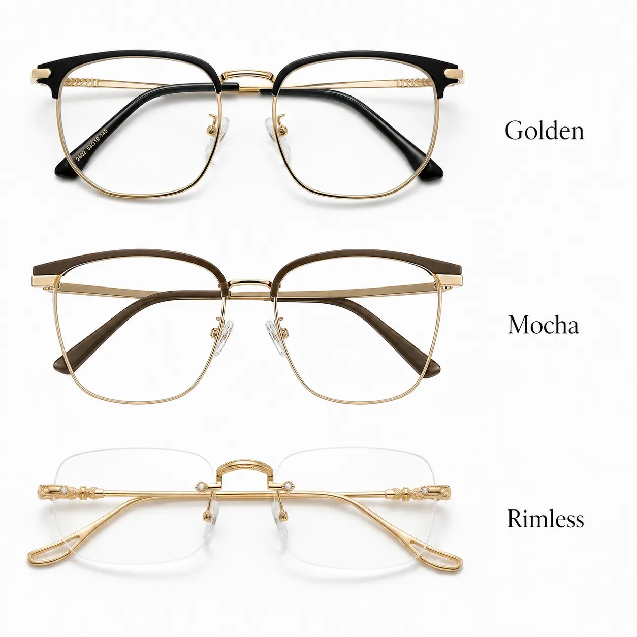 Classic Rimless Reading Glasses, Unisex Non-Prescription Eyewear with Golden Metal Alloy Frame, Lightweight for Computer Work & Crafting, High Quality Eyewear