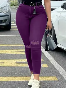 Women's Classic Mid Waisted Skinny Stretch Butt Lifting Jeans Slim Fit Elastic Fitted Hipster Trendy Blue Denim with Zipper Fly & 2 Back Pockets Stretchy Pullover Fabric