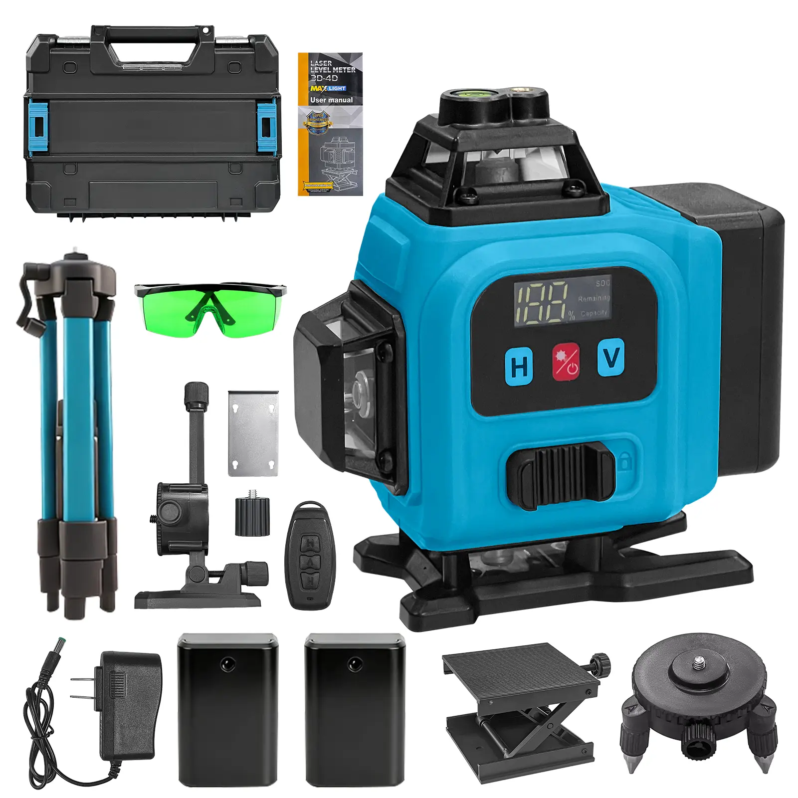 Tanlook 4D Self-Leveling Laser Level, 3×360° 16-Line Green Beam Tool, 2 Lithium Batteries Included, Ideal for Home Renovation, Tile Laying