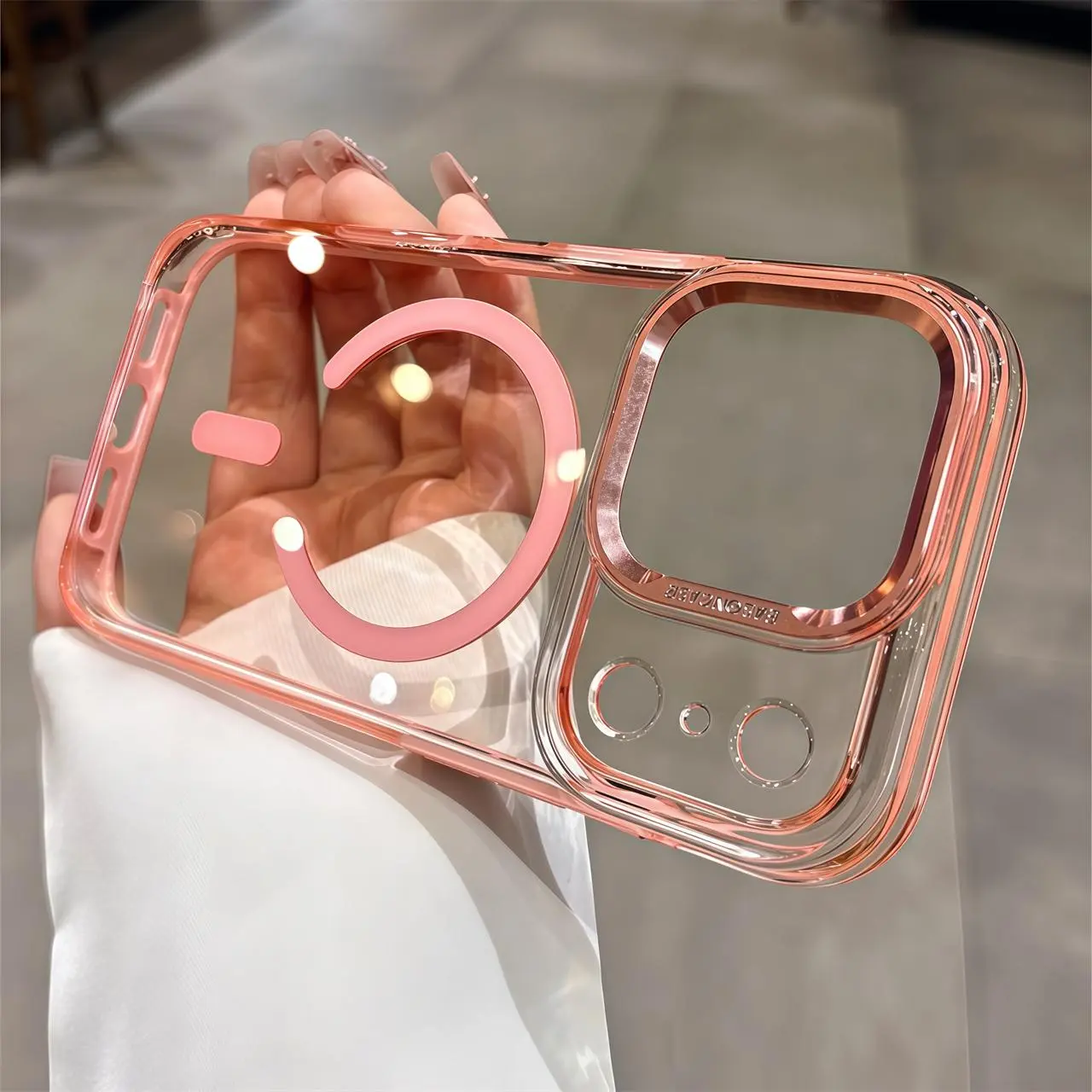 Transparent Magnetic Airbag Casing for iPhone 16, iPhone 17 Pro Max - Silicone Soft Shell TPU-PC Shockproof Cover for Smartphone, Handheld Cellphone Devices