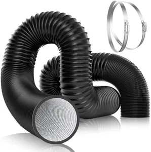 VIVOSUN Dryer Vent Hose, Aluminum Foil Ducting, Heavy-Duty Dryer Hose Vent Kit for HVAC Ventilation, Exhaust, Duct Fan Systems, Black Flexible Air Duct w/ 2 Clamps