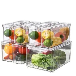 10 Pack Fridge Organizer, Stackable Refrigerator Organizer Bins with Lids, BPA-Free Produce Fruit Storage Containers for Storage Clear for Food, Vegetable Storage Kitchen Transparent,Drinks, SummerEssentials