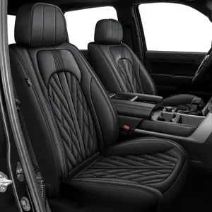 AOMSAZTO Custom Fit Waterproof Leather Seat Covers Full Set for 2022-2026 Toyota Tundra SR/SR5/TRD Crewmax Double Cab Anti-Slip Wear Resistant Pickup Truck Seat Protector fathersdaygift
