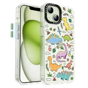 Dinosaur Design Case for iPhone 13 and iPhone 14 Clear Shockproof TPU Bumper Slim Phone Case Crashproof 11FT Military-Grade Drop Protection