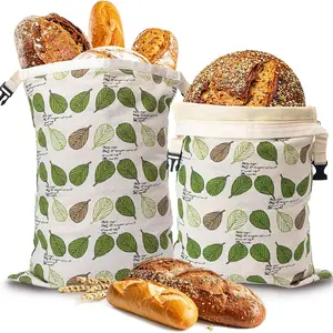 2-Pack Large Beeswax Bread Bags Suitable for Homemade Sourdough - Airtight Food Storage with Zipper Seal, Preserver for Fresh Bread, Pastries, for Bread to Keep Fresh, Container