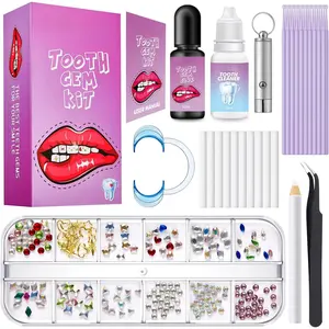 Tooth Gem Kit,Teeth Jewelry Kit with Glue and Light,Tooth Gems Kit for Teeth,Professional DIY Tooth Gem Kit,Fashionable Crystal for Teeth Sweet Smile Gems