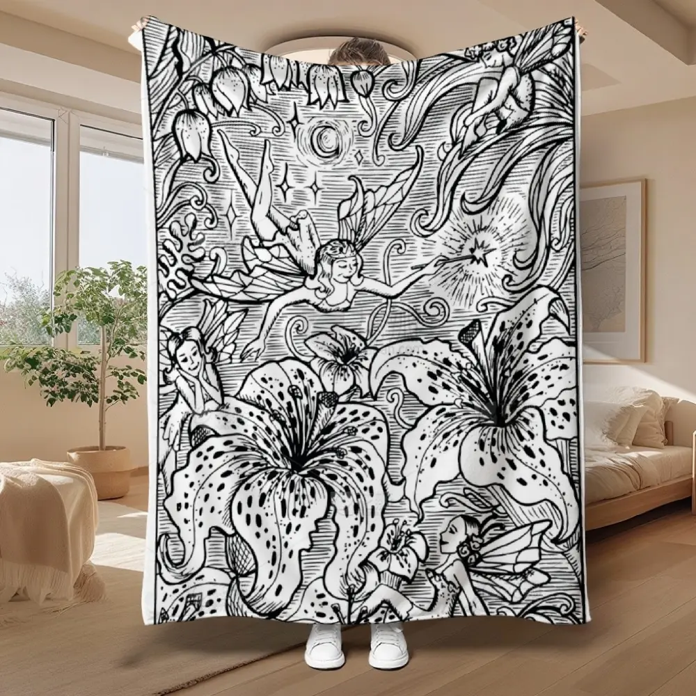 DIY Colorable Fairy Blanket Scarf - Cozy Warm Flannel Throw, Decorative Floral Patchwork Piece, Comfortable Exquisite Gift for All Ages, Air Conditioning Cover for Anniversary & Holiday Gatherings, Cozy Warm Blanket, Decorative Blanket