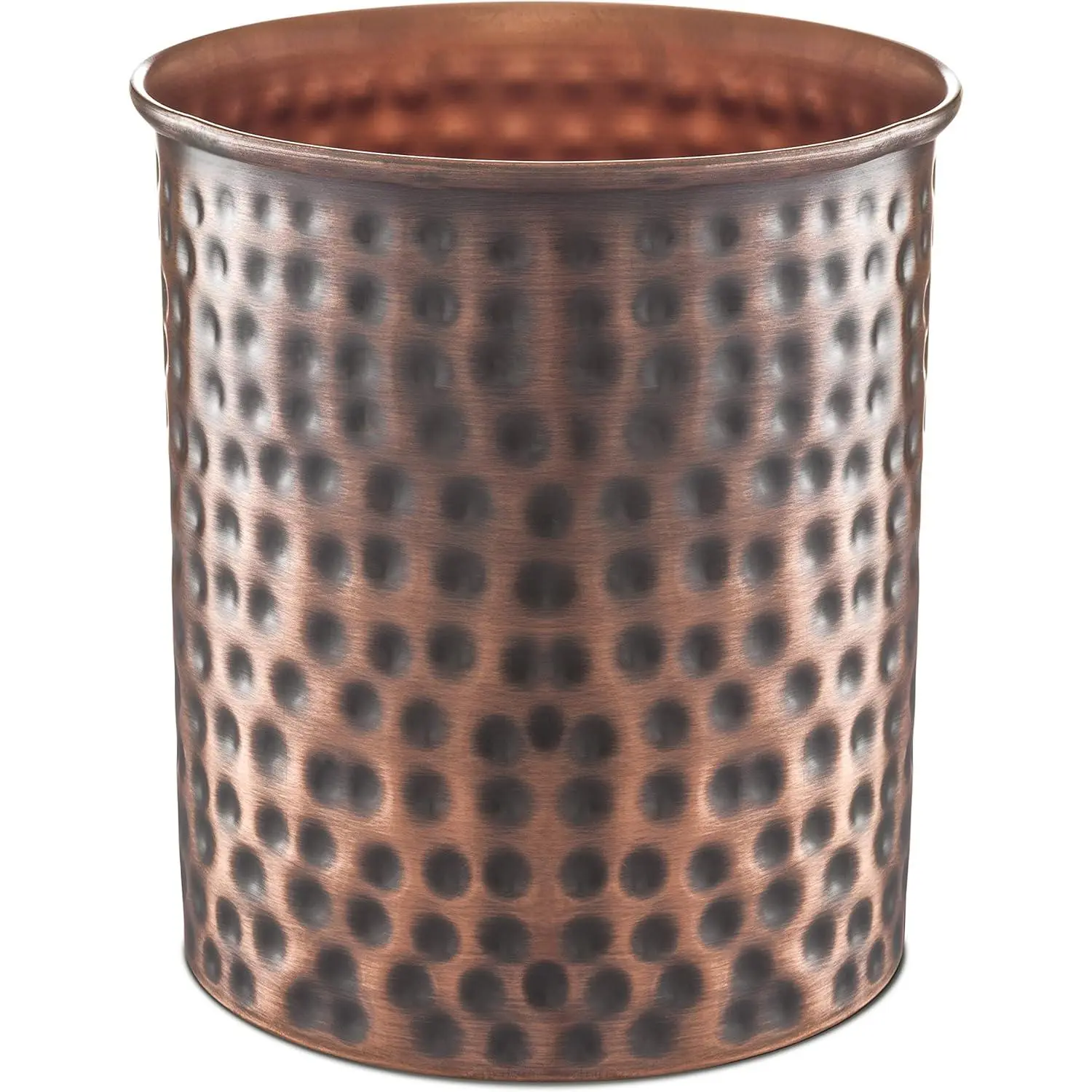 Kitchen Utensil Holder – Hand Hammered Metal Antique Copper Utensil Holder, Decorative Utensil Crock for Kitchen Counter, Cooking Tool and Spatula Holder for Countertop, Caddy Organizer