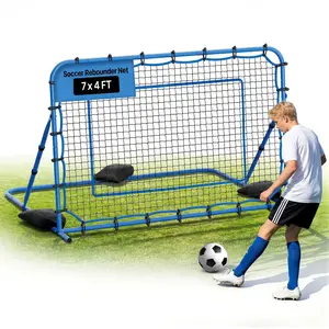 VEVOR 7x4 ft Soccer Rebounder Net, Quick-Switch Angle Soccer Goals, Heavy-Duty Iron Frame & PE Net, Easy-Setup Football Equipment for Teens, Ideal for Control & Passing Practice