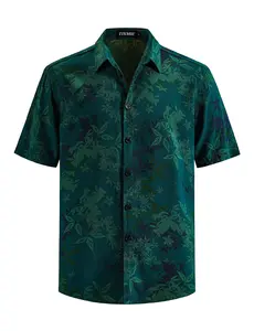 TIXMIE Men's Stylish Casual Printed Short Sleeve Button Down Shirts Summer Vacation Beach Tropical Hawaiian Shirt