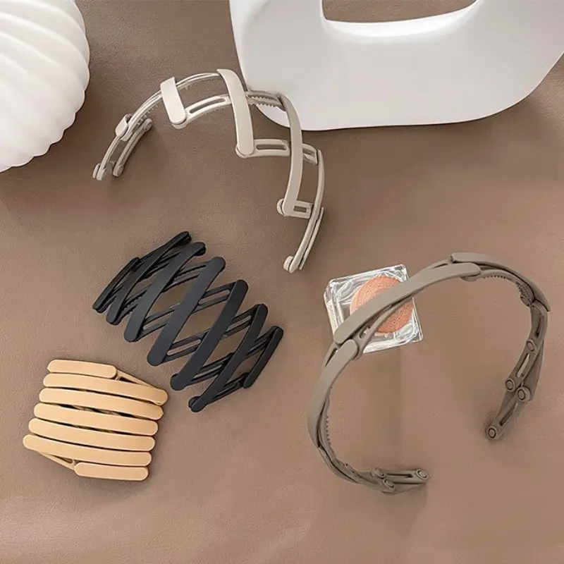 5pcs Portable Retractable Foldable Headband for Women, Tooth-Edged Hair Clamp for Face Washing, Anti-Slip Hair Tie with Tooth Design for Bangs and Hair Buns