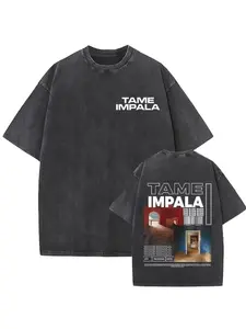 Mens Vintage Oversized Washed Short Sleeve T-shirt Tame Impala Rock Band Deadbeat Tour Album Hip Hop Fans Gift T-shirts, Gift for him, her, Vintage shirt TOY