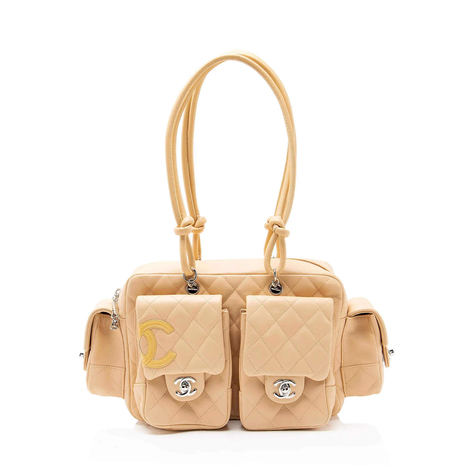 Pre-owned CHANEL Leather Shoulder Bags Vintage Lambskin Ligne Cambon Mini Reporter Satchel