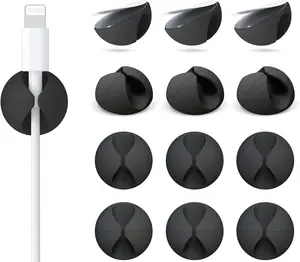 12 Pack Cable Clips, Znben Cord Organizer Holder Adhesive Cable Management Charger Wire Holder Clips for Desk, Home, Office, Car, Cubicle, Nightstand Black