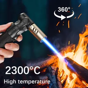 2300°C High Temperature Multifunctional Blowtorch, Inflatable Jet Flame Lighter, 360° Inverted Ignition, Flame Size Adjustment, Suitable For Camping, Barbecue, Welding Gun (Butane Gas Not Included)