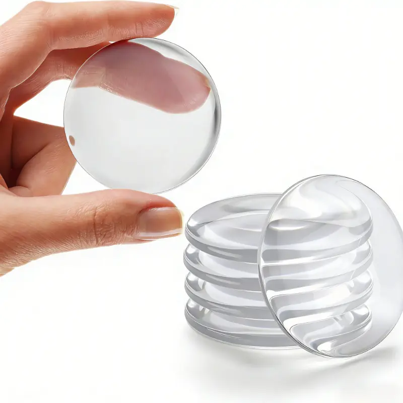 Wall Protector for Door Knobs, 2-Inch - Clear Self-Adhesive Door Stopper Guards - Quiet Rubber Bumpers for Wall Protection, 6-Pack